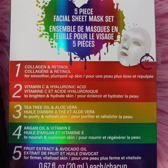 Pride 9 piece beauty set! 5 diff face masks, 3 body scrubs & rainbow fluff poof! - Picture 2 of 7